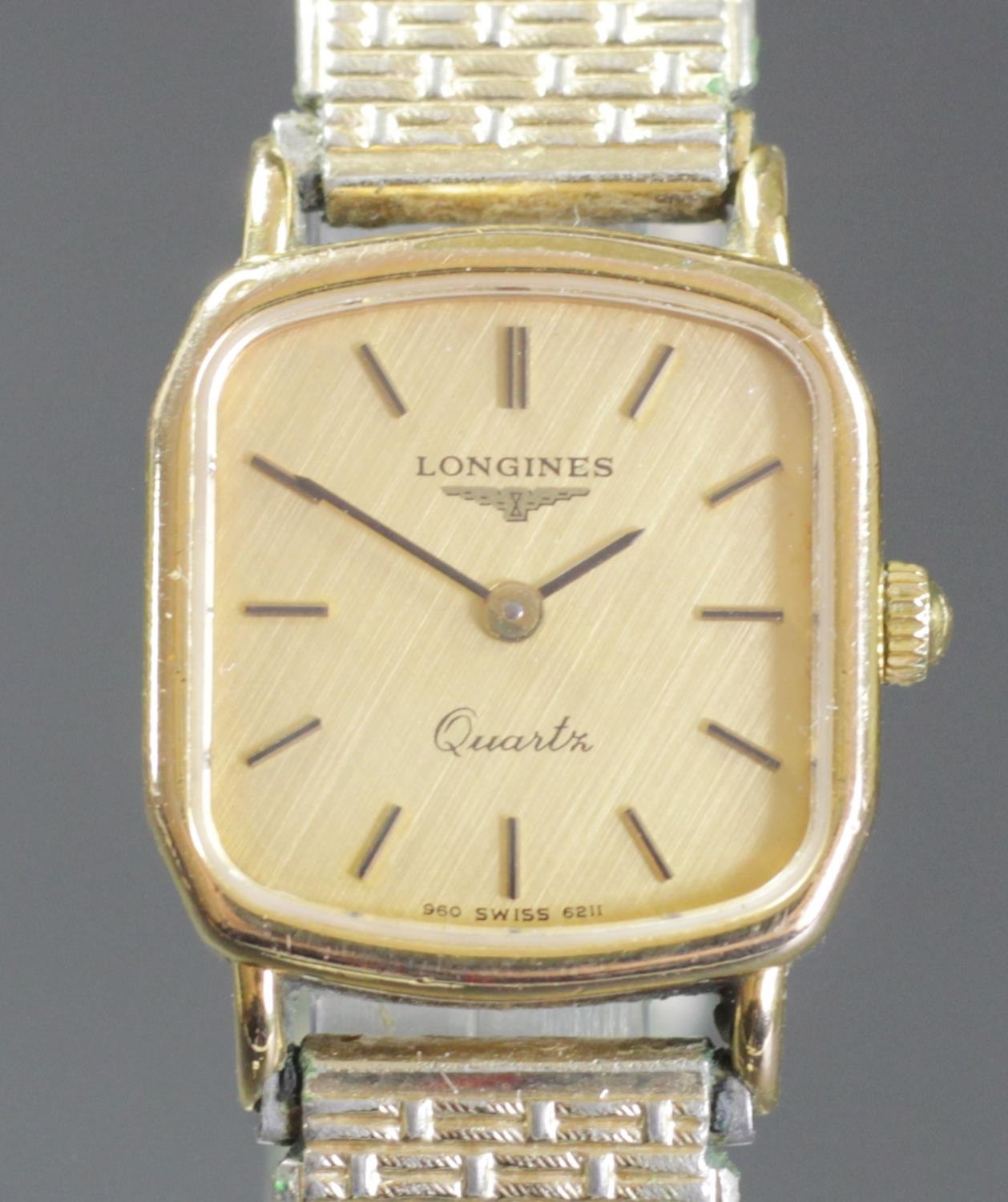 Longines a ladies gilt metal quartz wristwatch expanding bracelet