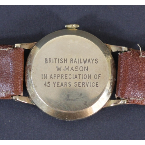 176 - British Railways interest; A 9ct gold Smiths De Luxe manual wind gentleman's presentation wristwatch... 