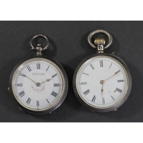 179 - Two continental silver ladies fob watches, spares or repair