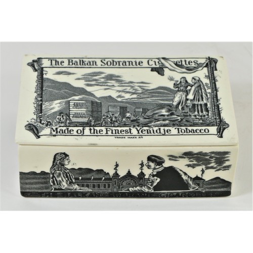 Balkan Sobranie ceramic cigarette box, early 20th Century, of rectangular  shape with cover, bearing
