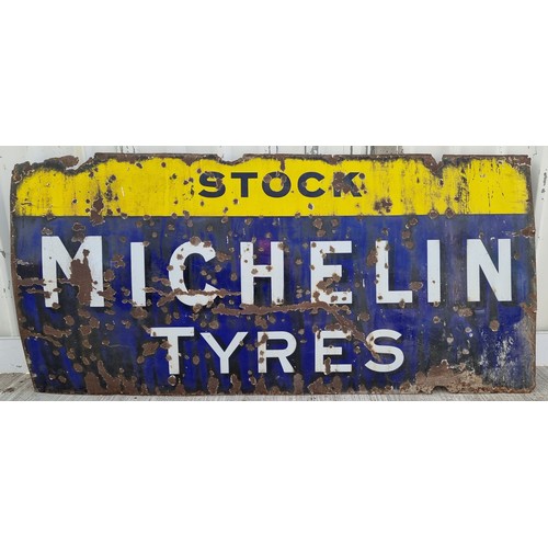 200 - A Stock Michelin Tyres, vintage, vitreous enamel, single sided advertising sign, 102 x 213cm.