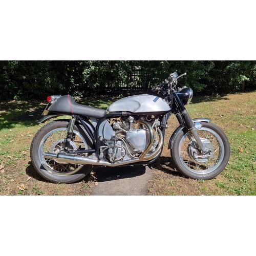 1956/2008 Norvin, 998cc. Registration number 830 XUN (non transferrable). Frame number L122 67634. Engine number F10AB/1/1594. Crankcases both 0 63.
A Norvin is a rare machine, built by engineers in their own garages combining the best 1950's engine (the Vincent V-twin) and the best handling frame of the time (the Norton Featherbed). One of the reasons for the rarity is the expense of the Vincent in the first place, people do not like to break them but engines do occasionally appear.
Our vendor, a qualified engineer with some 40 years of experience of bike building and restoration, had always wanted to build one and for a period of time he was the Norvin Section Organiser of the Vincent Club. This gave him access to the build records and experience of many other owners, what worked and what did not.
In 2001 he acquired this machine as a project; a 1956 Norton Dominator 88 frame with a 1949 matching crankcases ex race Rapide engine. He set about the project with the frame being adapted for the engine, then it was powder coated, the swinging arm had new bearing as did the headstock. The Roadholder forks were stripped and rebuilt and adjustable Koni rear suspension fitted. Akront alloy rims, stainless spokes and an 8" Triumph twin leading shoe front brake went onto the forks.
The engine was a modified ex race example, with two twin plug front heads fitted and a reduced flywheel, it was in need of a rebuild so it was sent to Bob Dunn. It was rebuilt to standard 998cc with new liners and 8.5:1 compression pistons, the cams were reprofiled to Lightening MkII spec, 32mm Amal Concentric carbs were fitted with a Lucas electronic ignition.
Transmission is via a belt primary drive with a Norton Commando diaphram clutch to a rebuilt Norton gearbox. A Kuboto generator is fitted along with a Lucas Li-lon battery. The alloy tank is a short circuit Manx example made by Lyta and the exhaust is stainless steel Vincent modified with a short Gold Star silencer.
Completed in 2008 it passed its MOT and again in 2009, with a mileage of 178, another was done in 2012 at 280 miles, today the odometer reads 426 miles.
Sold with the V5C as a 1956 Norton, a Norton dating certificate for the frame as February 1956 Model 88, copious build records and diagrams, receipts from Bob Dunn for the engine build in 2006 at £1910, receipts for the engine parts from Maughan & Sons, receipts for other cycle parts, photographs of the engine build and other related material. Due to the lack of use Spicers would recommend light recommissioning before road use.