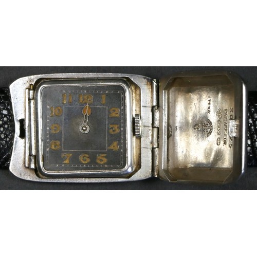 95 - Texa, an Art Deco sterling silver manual wind gentleman's hunter cased wristwatch, Glasgow import 19... 