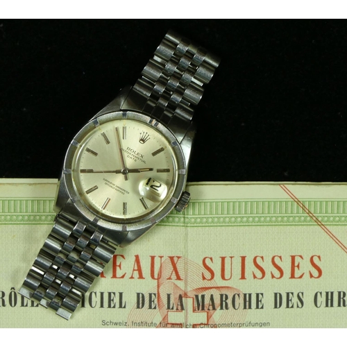 105 - Rolex Oyster Perpetual date, a stainless steel gentleman's wristwatch, model 1501/0, c.1965, case nu... 