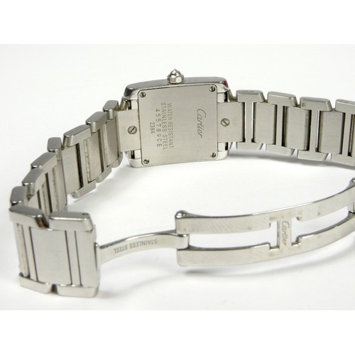 107 - Cartier Tank Francaise, a stainless steel and later diamond set ladies quartz wristwatch, c.2010, re... 