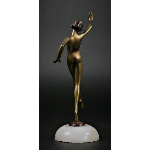 119 - Josef Lorenzl (Austrian, 1892-1950), an Art Deco cold-painted bronze figure of a naked dancer, signe... 