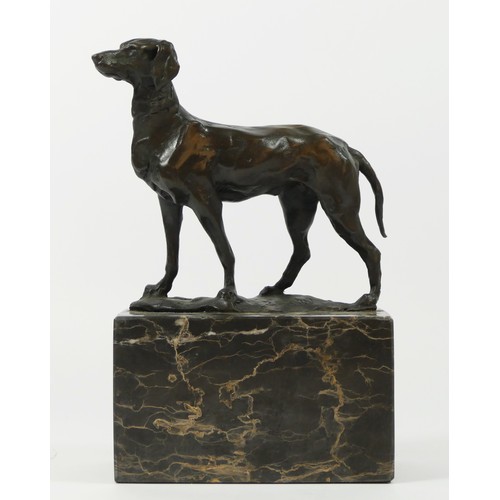 127 - After L. Carvin - A bronze study of a dog, on a marble plinth, signed L. Carvin.
19cm tall.