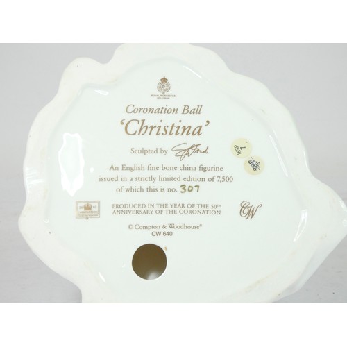 163 - Royal Worcester bone china figurines, to include 'Christina' Coronation Ball, Ltd edition 307/7500 w... 