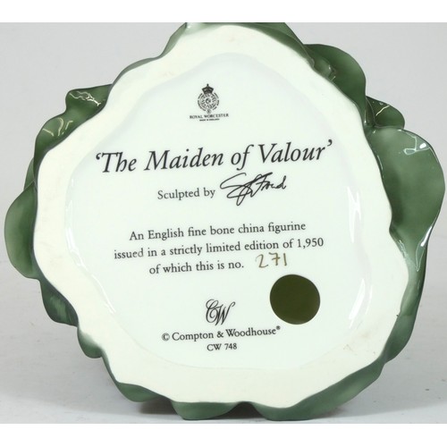 164 - Royal Worcester bone china figurines, to include 'The Maiden Of Valour' ltd edition 271/1950 togethe... 