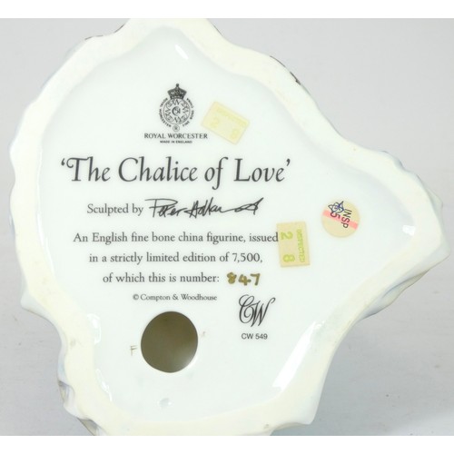 165 - Royal Worcester bone china figurines, to include 'The Chalice Of love' ltd edition 847/7500, with ce... 