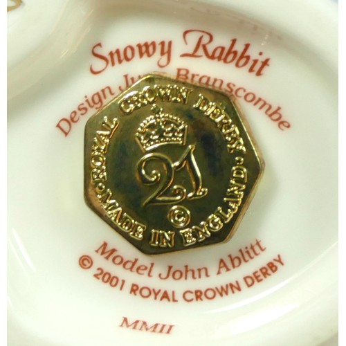 172 - Three Royal Crown Derby paperweights, 'Snowy Rabbit', gold stopper, special edition for 2002, 'Mouse... 