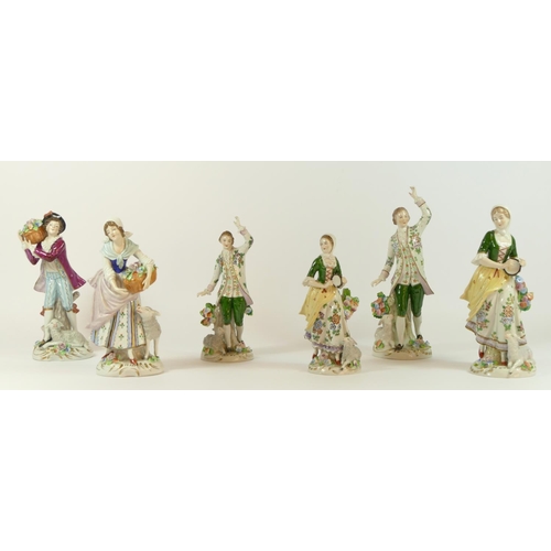 178 - Sitzendorf, a pair of late 19th/early20th century shepherd and shepherdess hard paste porcelain figu... 