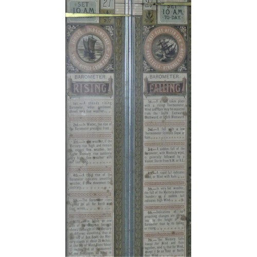 201 - A Victorian Admiral Fitzroy mahogany barometer, with two vernier gauges, fretwork surmount, 113cm