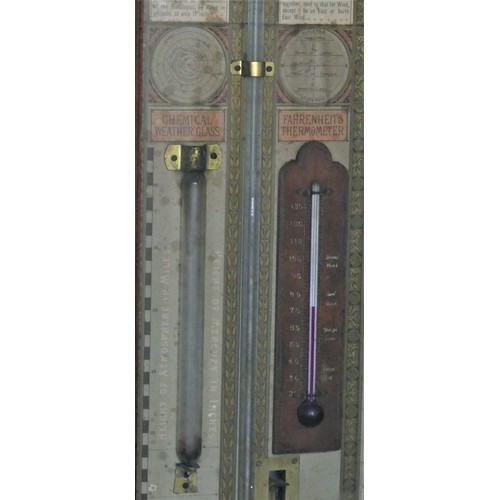 201 - A Victorian Admiral Fitzroy mahogany barometer, with two vernier gauges, fretwork surmount, 113cm