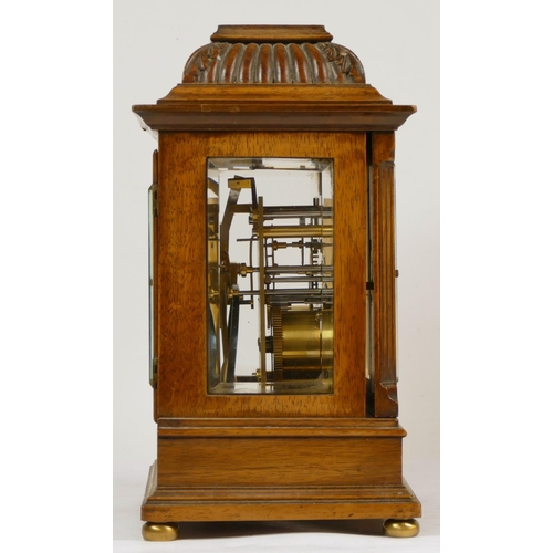 213 - A late 19th Century German walnut 8 day bracket clock, the silvered dial with Roman numerals and fas... 