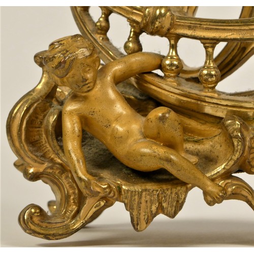 215 - A 19th century French gilt bronze boudoir mantel clock, the movement by Ansonia Clock Co., U.S.A. pa... 