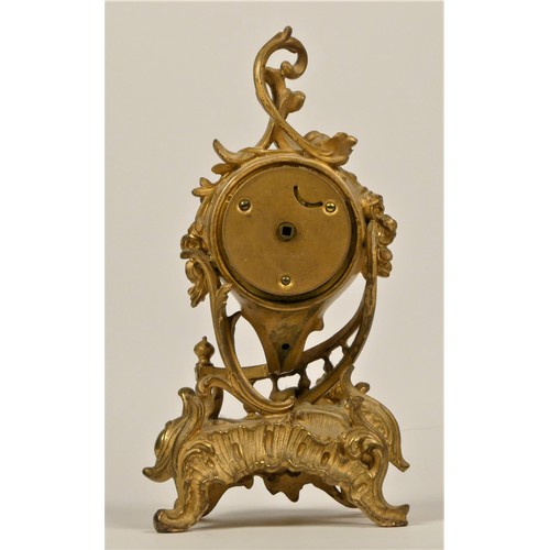 215 - A 19th century French gilt bronze boudoir mantel clock, the movement by Ansonia Clock Co., U.S.A. pa... 