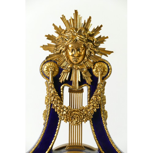 216 - Franklin Mint for the V & A Museum, a cobalt blue and gilt Marie Antoinette 18th century style lyre ... 