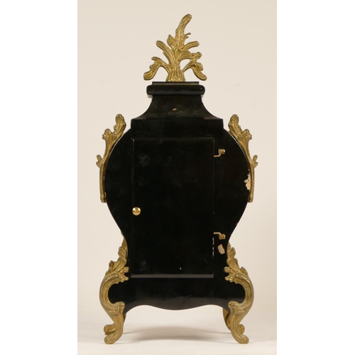 218 - An Italian Kingwood and brass 8 day Louis XIV style mantel clock, with floral marquetry inlay, Germa... 