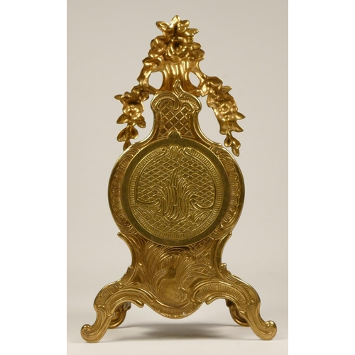 219 - An Italian brass 8 day Louis XIV style mantel clock, with basket of flowers surmount, German Franz H... 