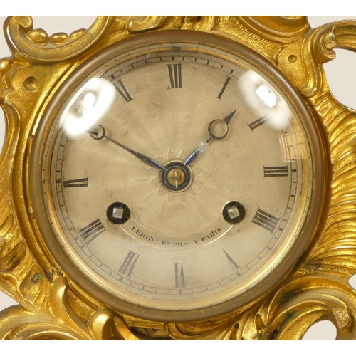 221 - Leroy et Fils, Paris, a French 19th Century 8 day gilt brass mantel clock, the silvered dial signed,... 