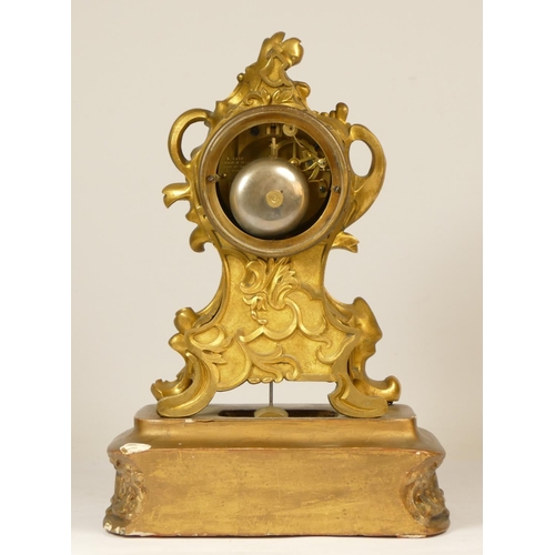 221 - Leroy et Fils, Paris, a French 19th Century 8 day gilt brass mantel clock, the silvered dial signed,... 