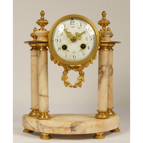 231 - P. Bonnet & P. Pottier, Paris, a late 19th century French marble and gilt metal mantel clock, enamel... 