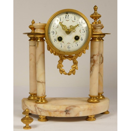 231 - P. Bonnet & P. Pottier, Paris, a late 19th century French marble and gilt metal mantel clock, enamel... 