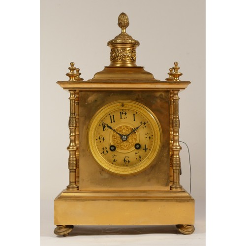 230 - A.C. Richard & Cie, Paris, a late 19th century French gilt brass mantel clock, architectural case, t... 