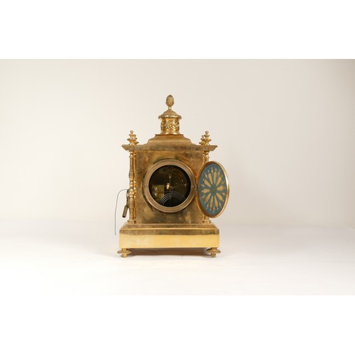 230 - A.C. Richard & Cie, Paris, a late 19th century French gilt brass mantel clock, architectural case, t... 