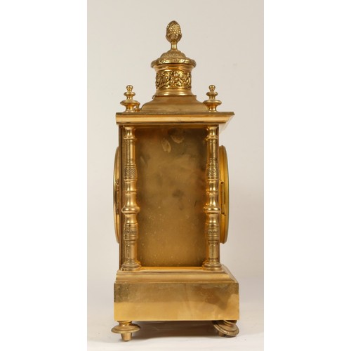 230 - A.C. Richard & Cie, Paris, a late 19th century French gilt brass mantel clock, architectural case, t... 