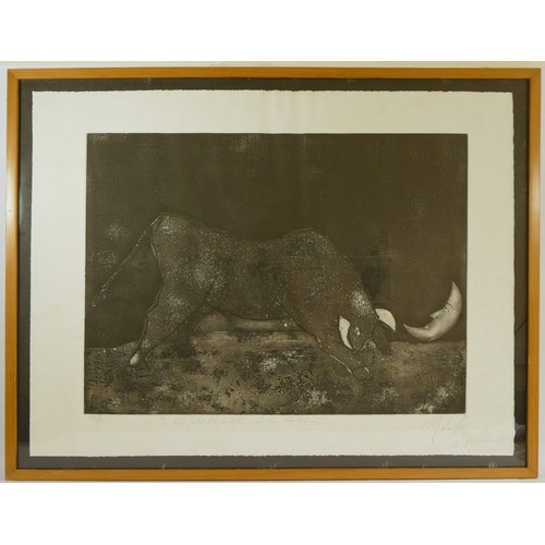 248 - Raul Mendez, an artists proof abstract bull lithograph, 