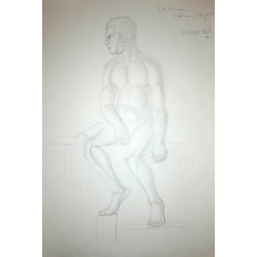 260 - Lilian Mingay (20th century), a portfolio of 32 mainly male nude studies, signed, inscribed and date... 