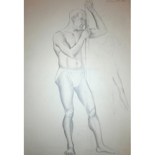 260 - Lilian Mingay (20th century), a portfolio of 32 mainly male nude studies, signed, inscribed and date... 