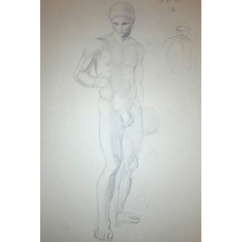 260 - Lilian Mingay (20th century), a portfolio of 32 mainly male nude studies, signed, inscribed and date... 