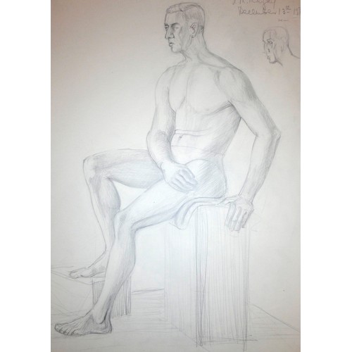 260 - Lilian Mingay (20th century), a portfolio of 32 mainly male nude studies, signed, inscribed and date... 