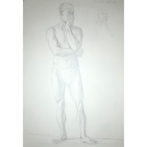 260 - Lilian Mingay (20th century), a portfolio of 32 mainly male nude studies, signed, inscribed and date... 