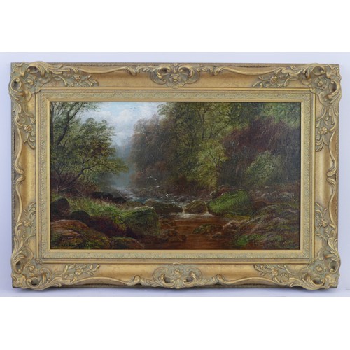 263 - William Mellor (1851-1931), Posforth Gill, Bolton Woods, oil on canvas, signed, inscribed to reverse... 