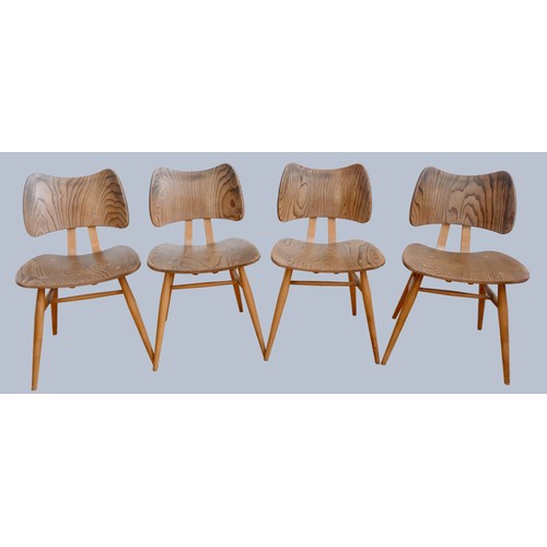 301 - Lucian Ercolani-Ercol, a set of four c.1960's beech and elm side/dining chairs, model 401, having th... 