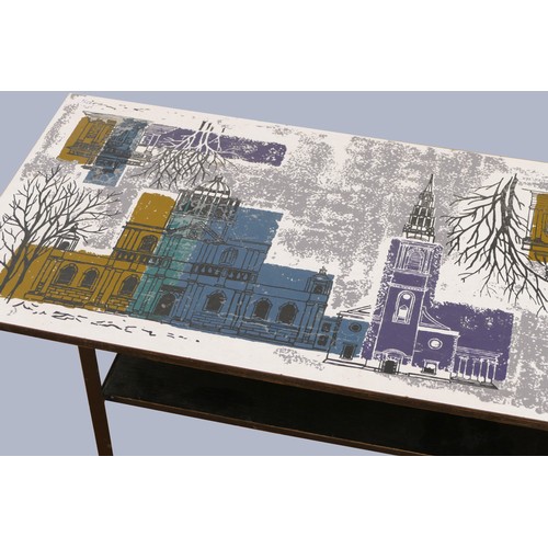 304 - John Piper for Terence Conran - A 'London Skyline' two-tier coffee table of rectangular form, the Fo... 