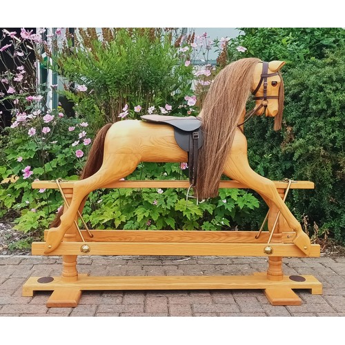 300 - An exceptional handmade ash childs rocking horse, made in Britain by White Horses of Welwyn Hertford... 