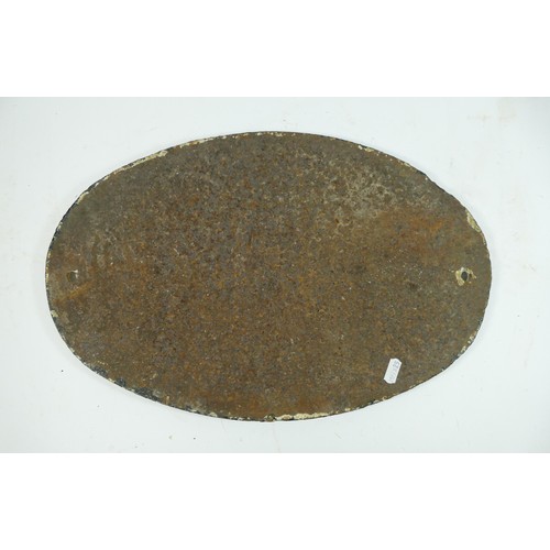 78 - Oval cast iron railway bridge plate, BR 130, 45 x 30cm.