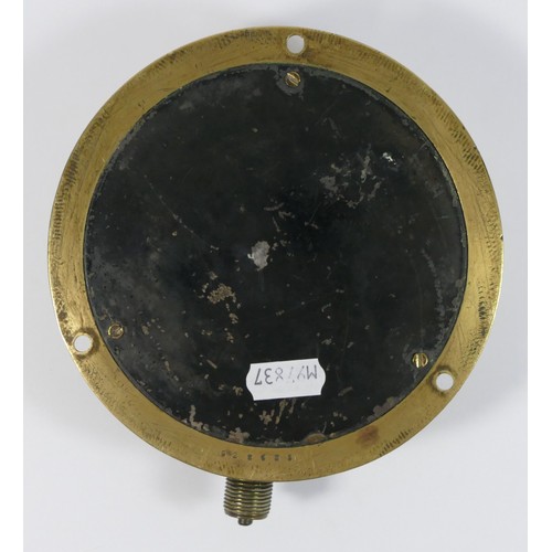 82 - Brass cased GWR steam Pressure gauge, stamped, 15cm.