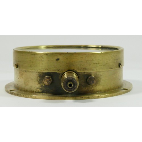 82 - Brass cased GWR steam Pressure gauge, stamped, 15cm.