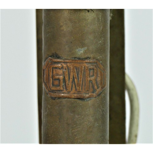 96 - A GWR (Great Western Railway) carriage lamp, converted to electric, missing glass, 34cm