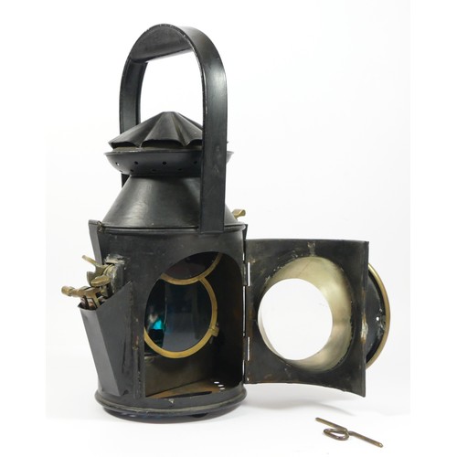 99 - A Christopher Collins, Birmingham, three aspect hand lamp, with burner