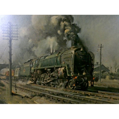 123 - Framed Cuneo print 'Evening Star', the last steam locomotive to be built.