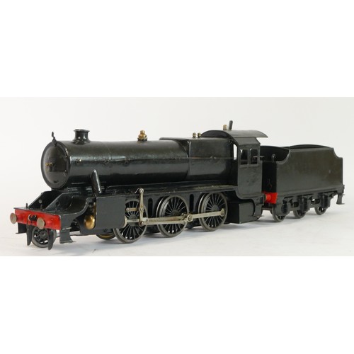 161 - A Bassett-Lowke 0 Gauge Live Steam LMS 2-6-0 Locomotive and six wheel Tender, finished in black, unt... 