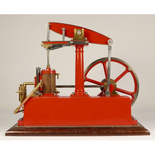 180 - A Stuart Turner stationery beam engine comprising of red body with vertical single cylinder engine w... 