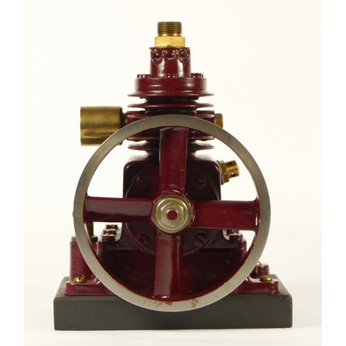 184 - Stuart Turner maroon compressor engine, with 4.5 inch heavy flywheel, 2 cylinders and pulley for bel... 